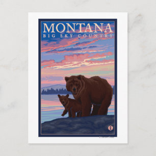 Carte Postale MontanaMomma Ours et Vintage voyage d'oursons