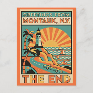 Carte Postale Montauk NY La Fin Voyage Rétro