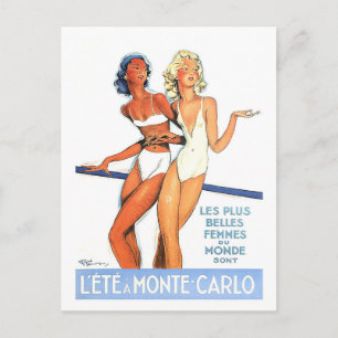 Carte Postale Monte Carlo, femmes en maillot de bain, vintage, v