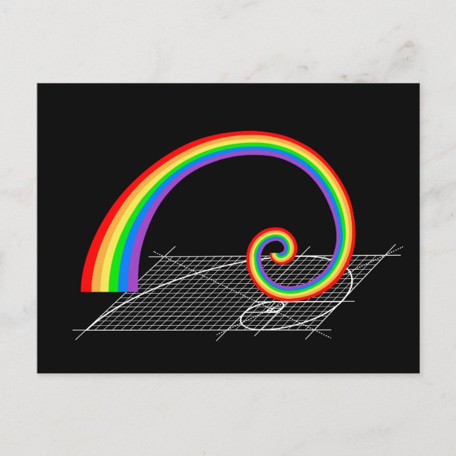 Carte Postale Montée de l'arc-en-ciel de la spirale de Fibonacci (Devant)
