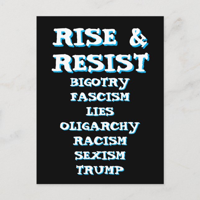 Carte Postale Monter et résister | Anti Donald Trump (Devant)