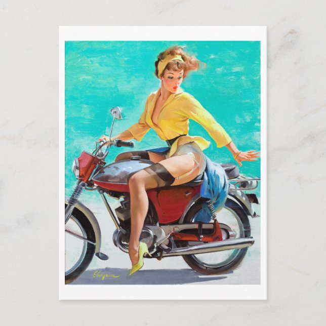 Carte Postale Monter la broche de moto (Devant)