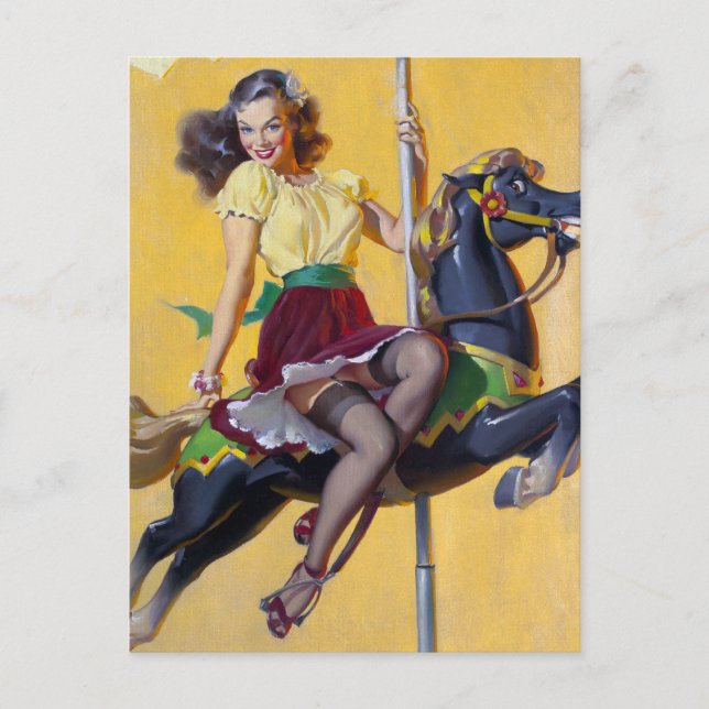 Carte Postale Monter la broche du carrousel (Devant)