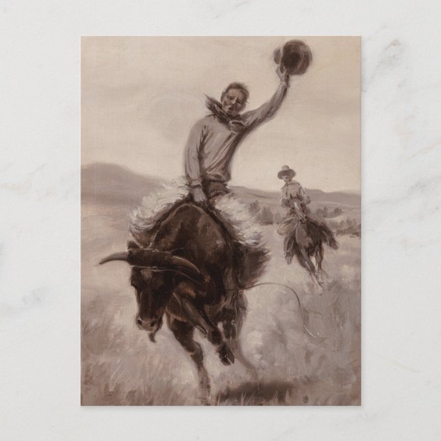 Carte Postale Monter un taureau | Elling William Gollings (Devant)