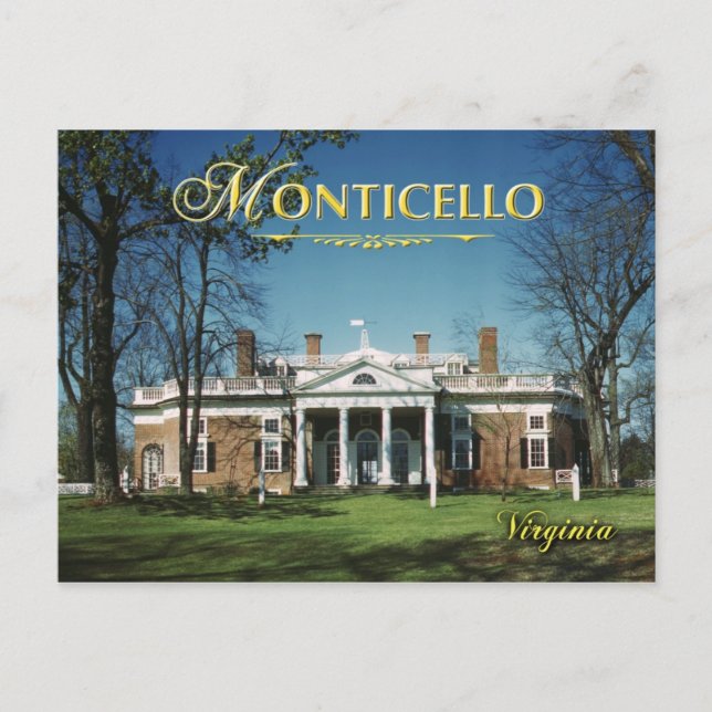 Carte Postale Monticello, Maison de Jefferson, Virginie (Devant)