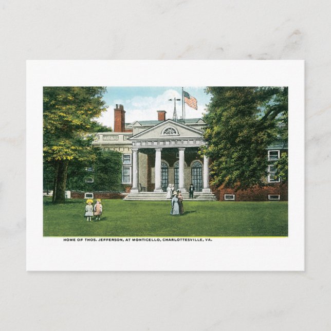 Carte Postale Monticello - Maison de Thomas Jefferson, Charlotte (Devant)