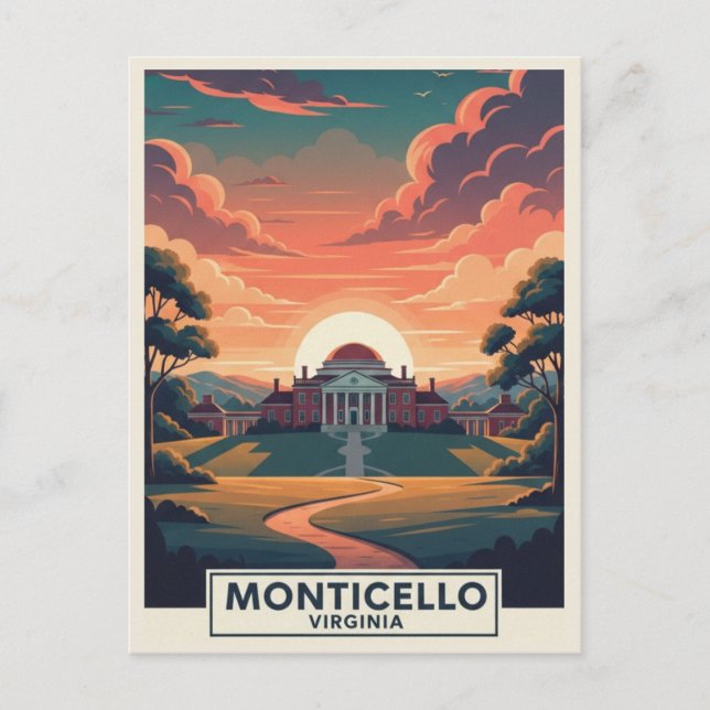 Carte Postale Monticello Virginia Travel (Devant)