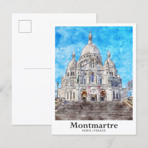 Carte Postale Montmartre Paris France Aquarelle