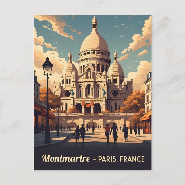 Carte Postale Montmartre Paris with scare Coeur basilica (Devant)