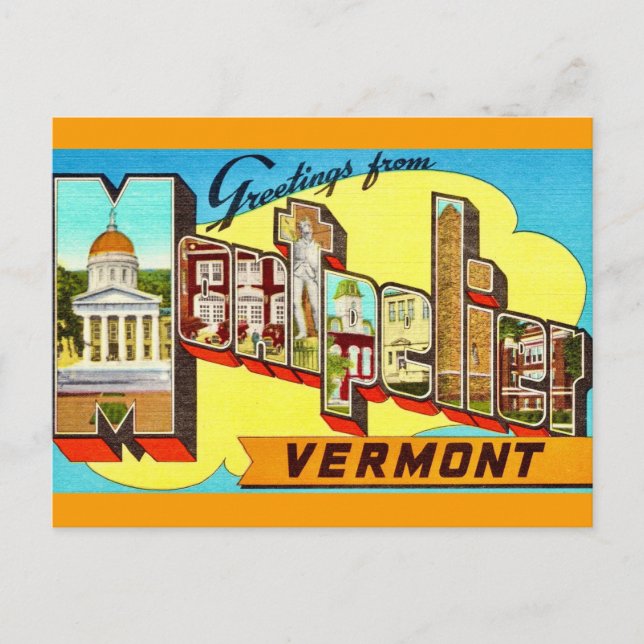 Carte Postale Montpelier Vermont rétro (Devant)