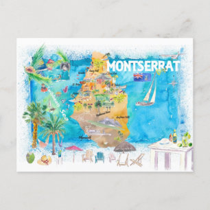 Carte Postale Montserrat Antilles illustré Voyage aux Caraïbes