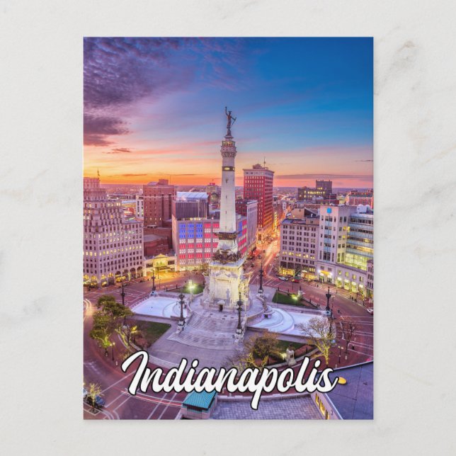 Carte Postale Monument Circle - Centre-ville d'Indianapolis, Ind (Devant)
