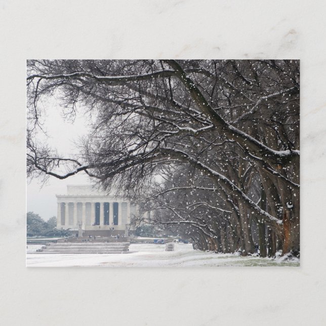 Carte Postale monument commémoratif de lincoln neige d'hiver (Devant)