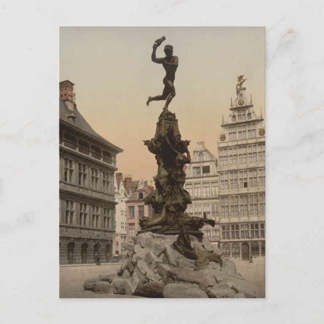 Carte Postale Monument de Brabo, Anvers, Belgique (Devant)