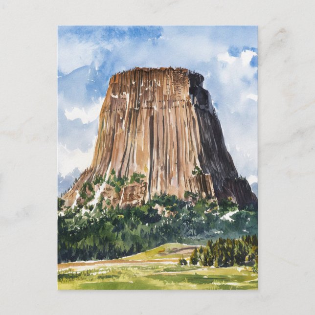 Carte Postale Monument national de la tour Devils Aquarelle (Devant)