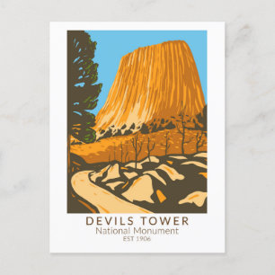 Carte Postale Monument national de la tour Devils Wyoming Vintag