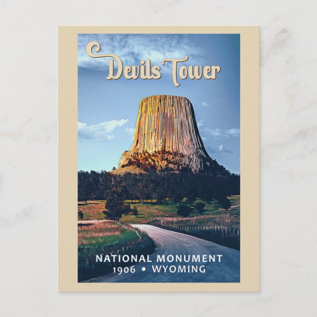 Carte Postale Monument national de la tour Devils Wyoming Waterc (Devant)