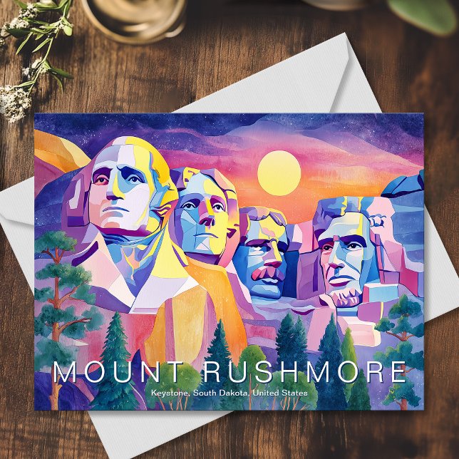 Carte Postale Monument national du Mont Rushmore USA Travel Art (Mount Rushmore National Memorial USA Travel Art Postcard)