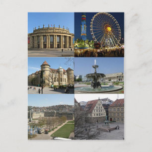 Carte Postale Monuments de Stuttgart, Allemagne
