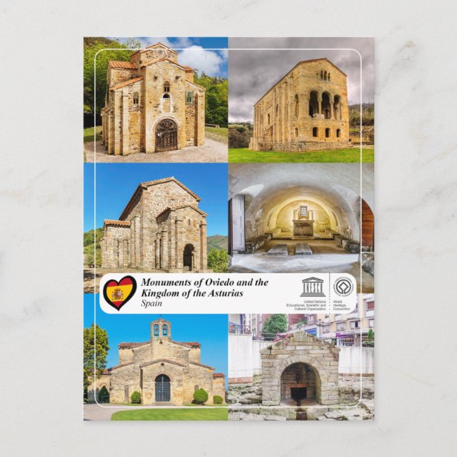 Carte Postale Monuments d'Oviedo et du Royaume des Asturies (Devant)