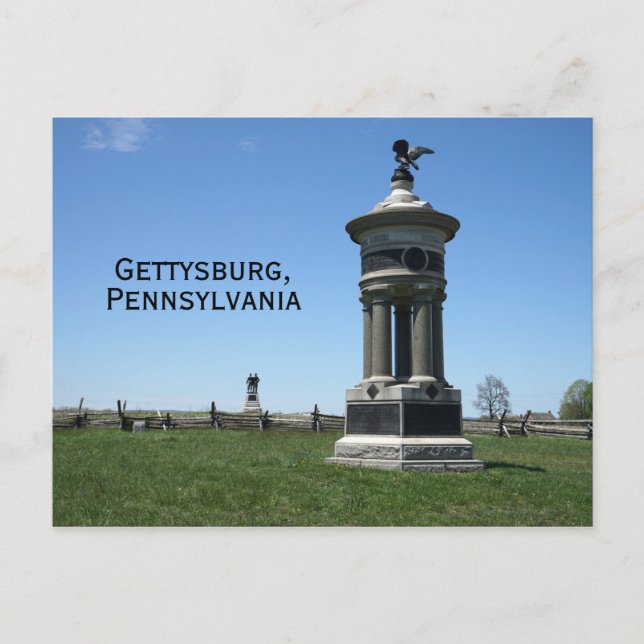 Carte Postale Monuments sur le champ de bataille de Gettysburg (Devant)