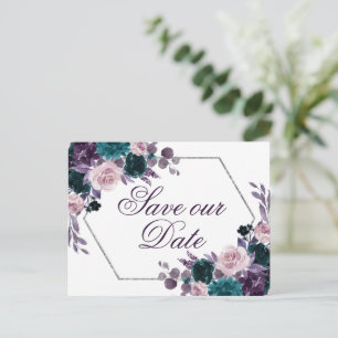 Carte Postale Moody Boho Bouquet de mauve de prune d'aubergine
