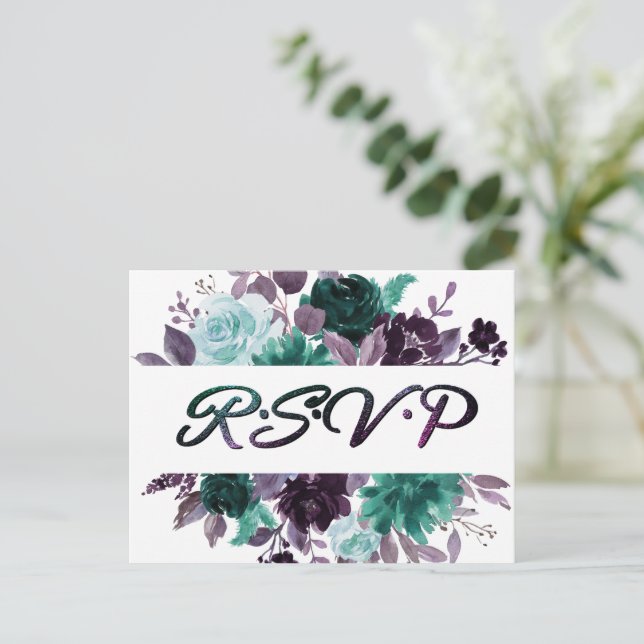 Carte Postale Moody Boho | Turquoise Turquoise Silver Frame RSVP (Debout devant)