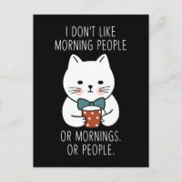 Moody Cat Matin Personnes Café Tired Kitty Funny
