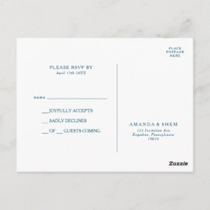 Carte postale Moody Ocean Watercolor Wedding RSVP