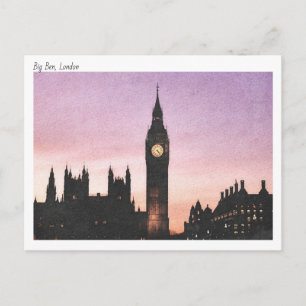 Carte Postale Moody Soft Aquarelle De Big Ben, Londres