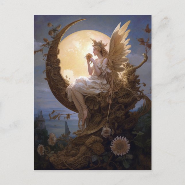 Carte Postale Moon Angel Imaginaire Art (Devant)