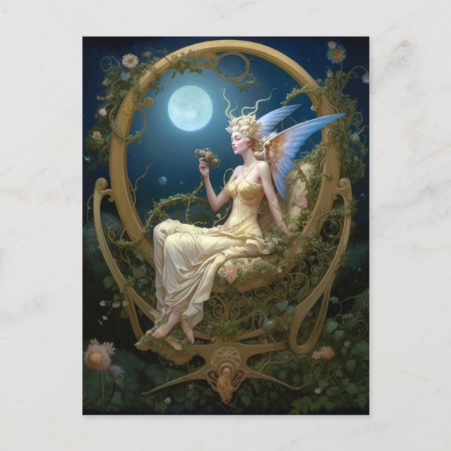 Carte Postale Moon Angel Imaginaire Art (Devant)