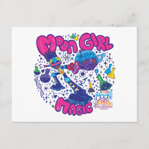 Carte Postale Moon Girl Magic Science Doodle Graphisme