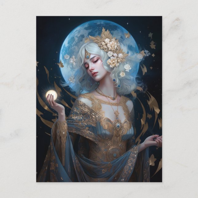 Carte postale Moon Goddess Queen Imaginaire Art (Devant)
