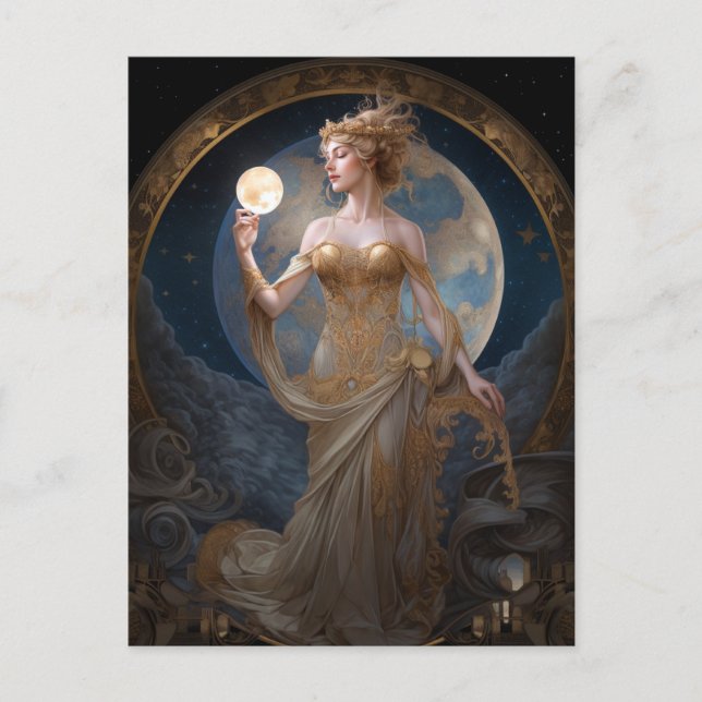 Carte postale Moon Goddess Queen Imaginaire Art (Devant)