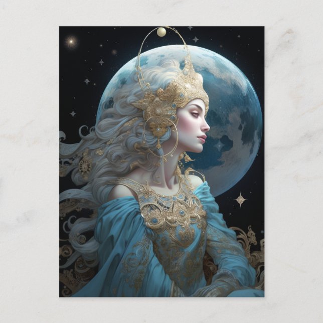 Carte postale Moon Goddess Queen Imaginaire Art (Devant)
