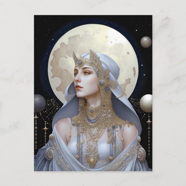 Carte postale Moon Goddess Queen Imaginaire Art (Devant)