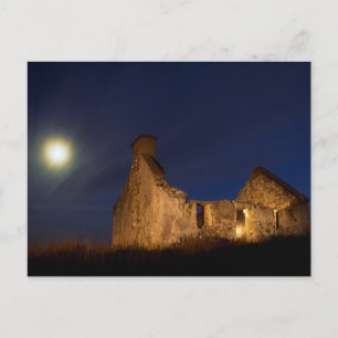 Carte Postale Moon Over Cottage Ruins   County Galway, Ireland