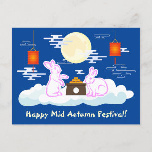 Carte Postale Moon Rabbit Mooncake Nuages Mooncake Festival à la