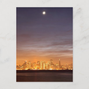 Carte Postale Moon setting over San Francisco on hazy december