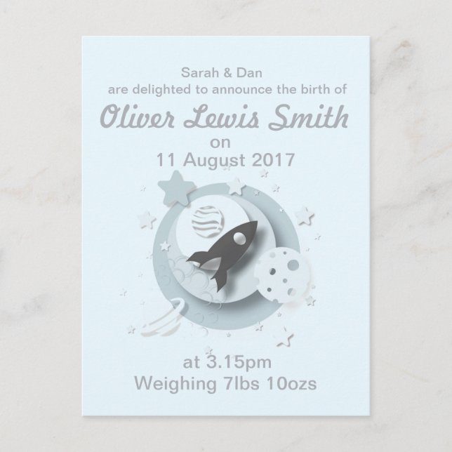 Carte postale Moon & Stars Faire-part de naissance (Devant)