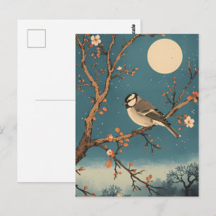 Carte Postale Moonlit Bird on Blossom Branch