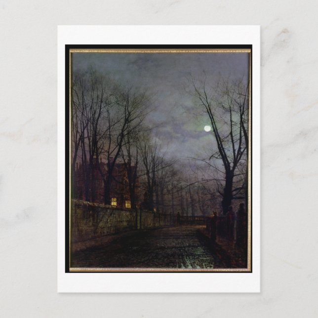 Carte Postale Moonlit Street Scene, 1882 (oil on canvas) 2 (Devant)