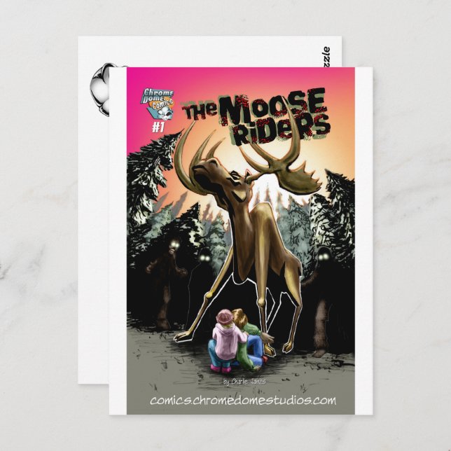 Carte postale Moose Riders #1 (Devant / Derrière)