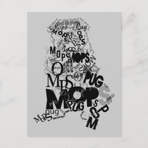 Carte Postale Mops aus Buchstaben