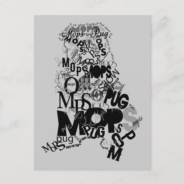 Carte Postale Mops aus Buchstaben (Devant)
