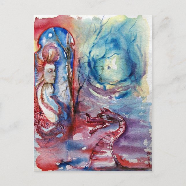 Carte Postale MORGANA / Magie et mystère, Imaginaire bleu rose (Devant)