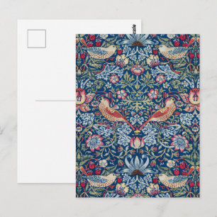 Carte Postale Morris Strawberry Thief Classique Bleu Indigo Fin