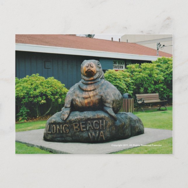 Carte Postale Morse en bois de Long Beach Wa (Devant)