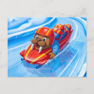 Carte Postale Morse faisant de la course sur la piste dans un bo